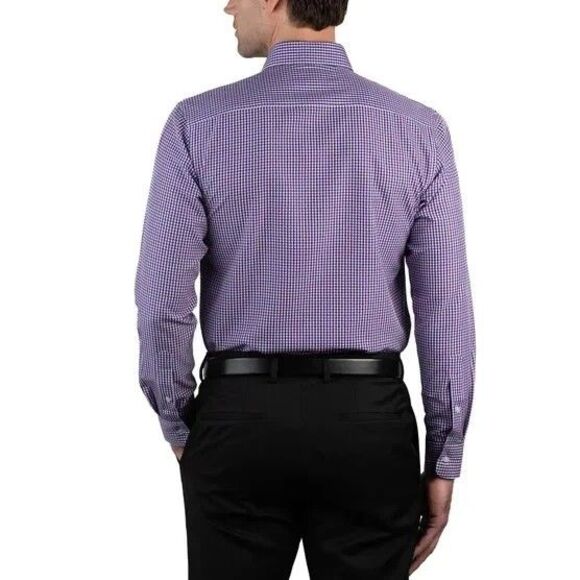 Nautica Mens XL 17-17.5 36/37 Shirt Purple Performance Slim Fit Dress Button New - Picture 10 of 10
